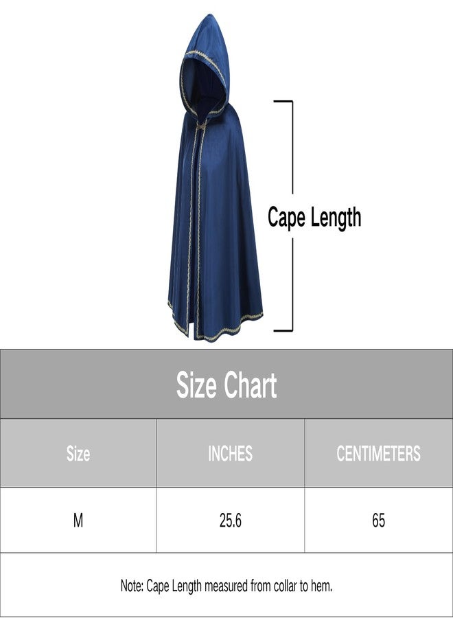 GRAJTCIN Renaissance Hooded Cape Medieval Cloak with Hood Victorian Capelet for Women Velvet Hobbit Halloween Costume (25.6", Blue) - Image 4